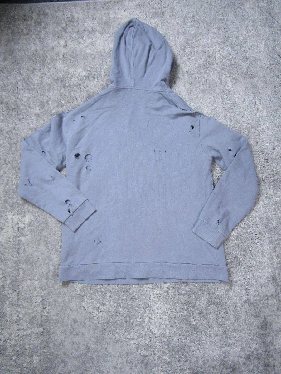 TopShop Hoodie Womens 6 Gray Sweater Pullover Distressed Long