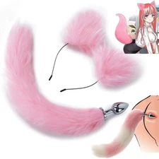 Christmas Faux Fur Animal Furry Cat Ears Headband Fox Tail Set Cosplay Costume