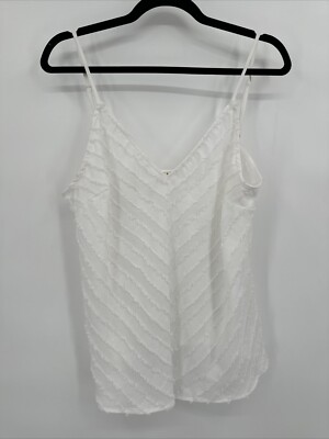 Intimately Free People White Textured Spaghetti Strap Tank Flowy Crop Large Boho