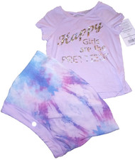 90 Degree by Reflex Girl's 2-Piece Skort/Skirt  Shirt Set Splash Blue/Lilac NWT