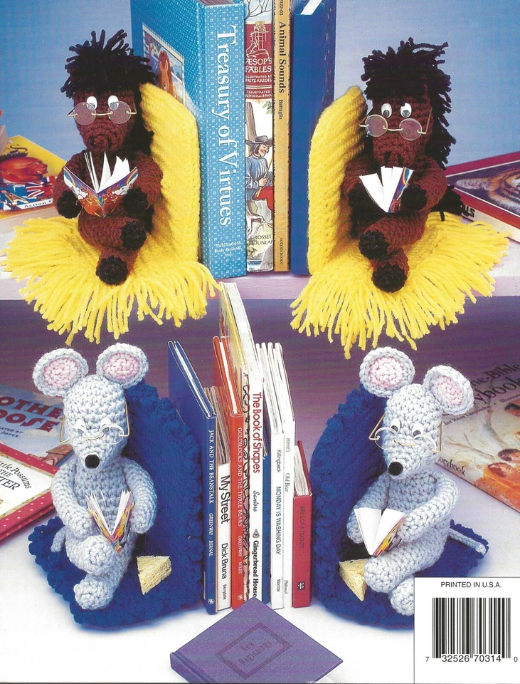 Bookend Buddies Crochet Giraffe Cow Duck Mouse Horse Cute Kids Rooms Metal Frame - Image 2 of 2