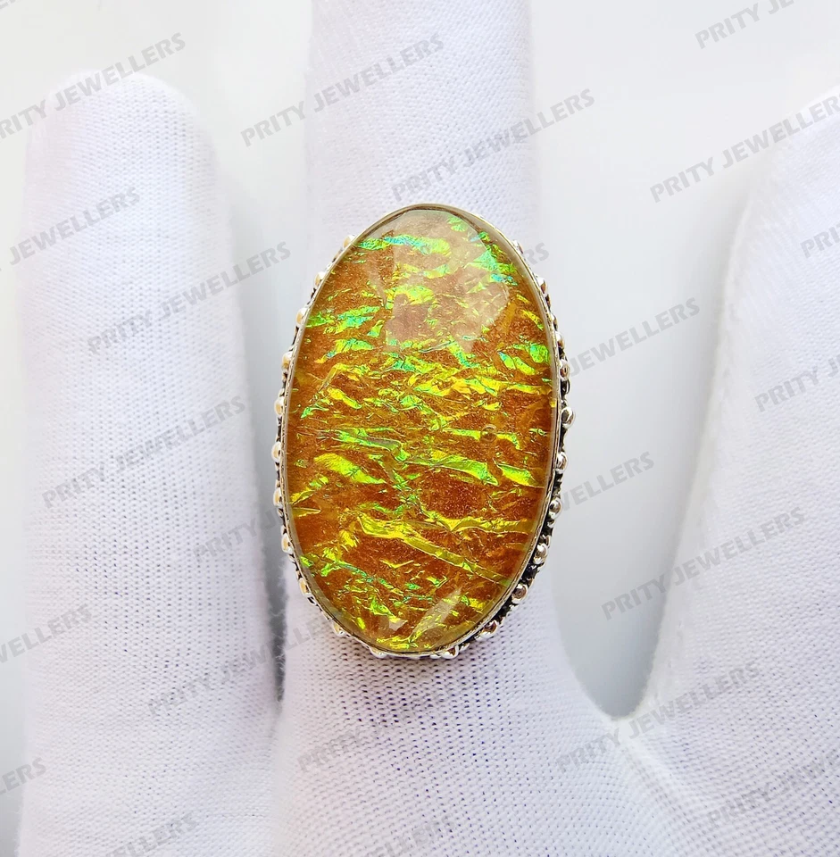 Boulder Opal Gemstone Ring, 925 Sterling Silver Ring, Antique Handmade Ring - Image 3 of 4