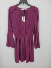 Collective Concepts Dress Womens Large Purple Bell Sleeve A-Line Boho Career