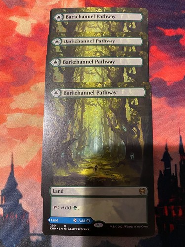 MTG Kaldheim Barkchannel Pathway Borderless x 4