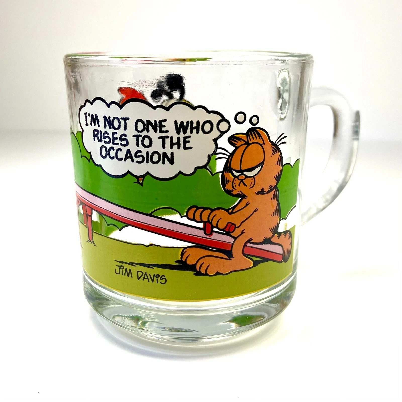 Garfield McDonald's Glass Mug Seesaw "I'm Not One..." 1980 Anchor Hocking