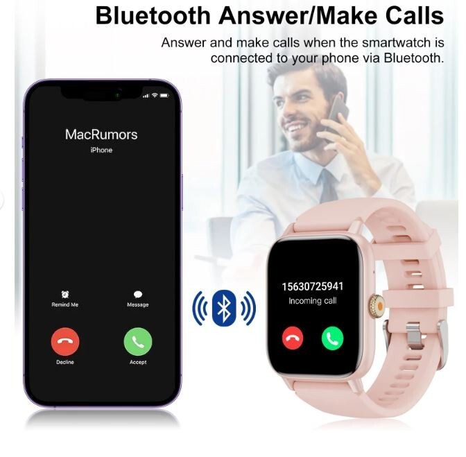 Reloj Inteligente Bluetooth De Mujer Para iPhone Android Rosa