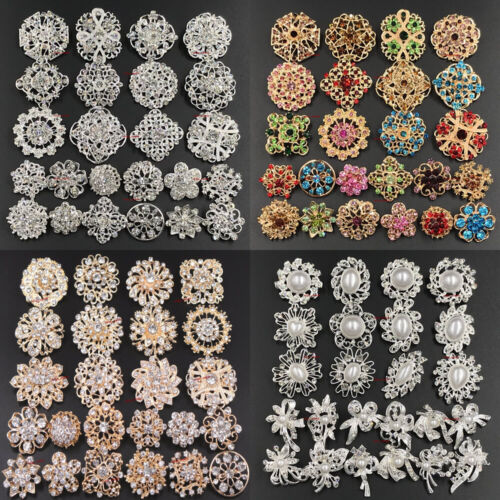 Lot de 24 broches en alliage mixte strass cristal perle épingle bouquet de mariage kit à faire soi-même - Photo 1 sur 11
