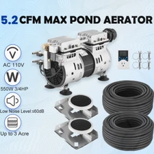 Pond Aerator Aeration Pump Compressor Heavy Duty 200' Tube Diffuser Up to 3 Acre