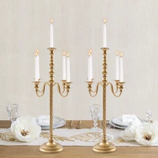 4-Arms Metal Candle Holder European Style Candelabra Candlestick Home Decor 2PCS