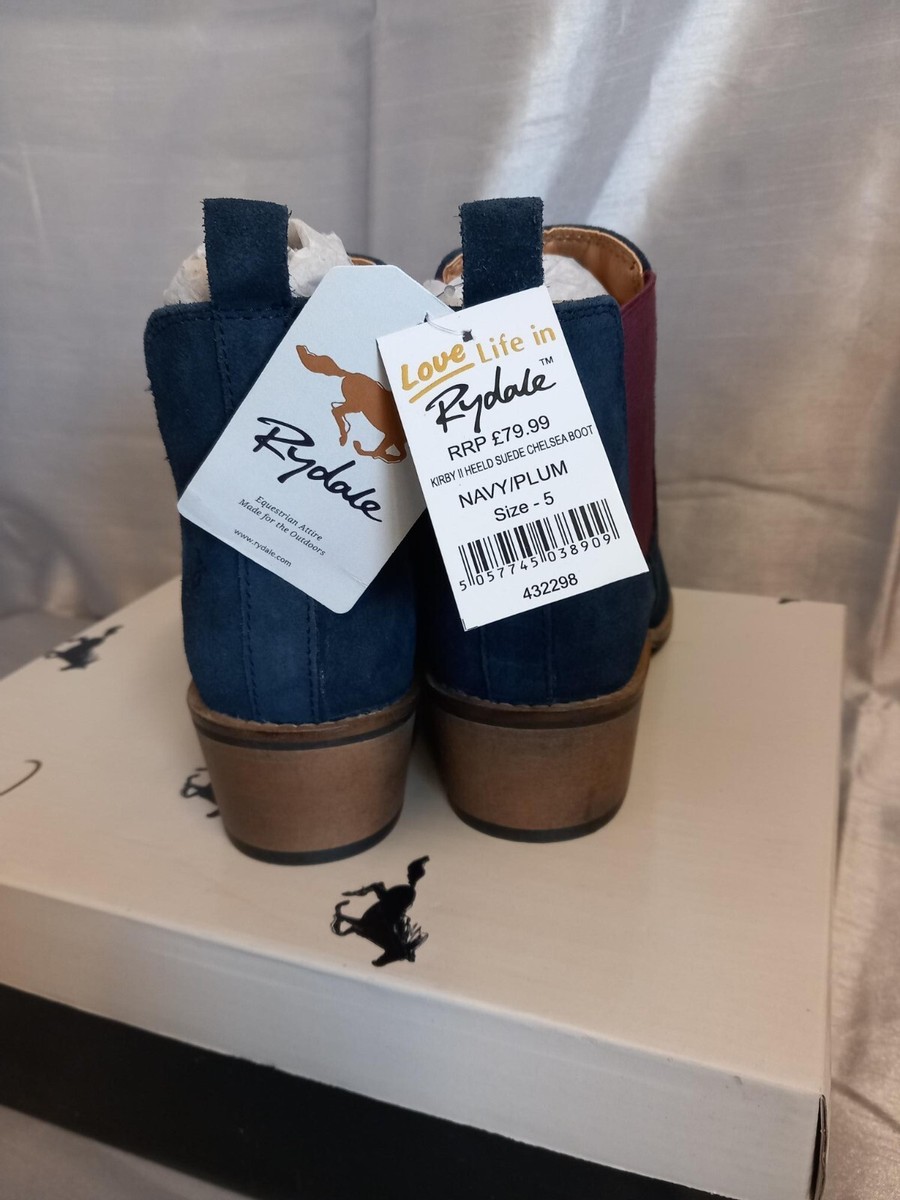 Bottes Chelsea Femme Rydale Kirby 2 à Talons - Daim Marine Et Prune - Taille 5 (UK) Neuve