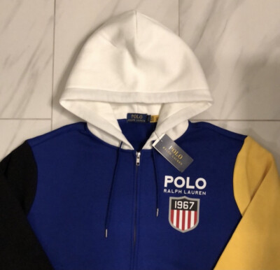 Polo Ralph Lauren Men's Full Zip Colorblock Hoodie Blue Yellow