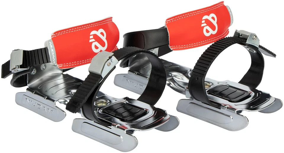 Nijdam verstellbare Kinder Rodel Gleitschuhe Gr. 24-34 Schwarz Rot Neu