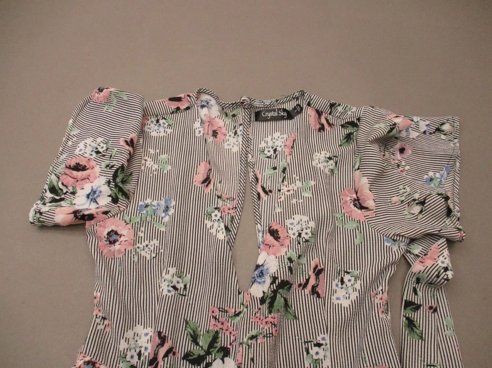 Mono Crystal Sky para mujer talla S multicolor floral cuello en V corbata lateral 5Bl1 Foto 3 de 4