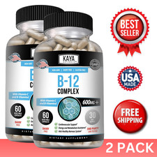  2 Pack B-12 Complex 60ct Vitamin B2 B6 B12  C Biotin Inositol Folate Choline