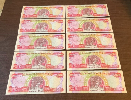 10x25,000 Iraq Dinar Central Bank of Iraq Banknotes 250K Iraqi Dinars Currency