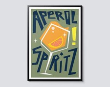 Aperol Spritz Cocktail Illustration, Modern Graphic Print, Chic Wall Art for