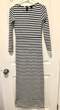 J. Crew Long Sleeve Striped Cotton Maxi Dress Size 00 Navy White