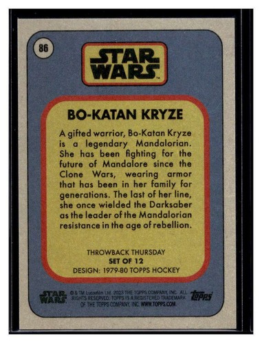 2023 Topps Star Wars Throwback Thursday 86 Bo-Katan Kryze Card (Qty) - Picture 2 of 2