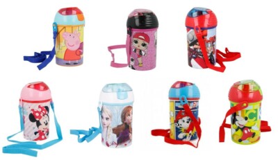 Kinder Figur Pop Up Trinkflasche Trinkflasche Flachmann mit Halskordel für einfache Ca