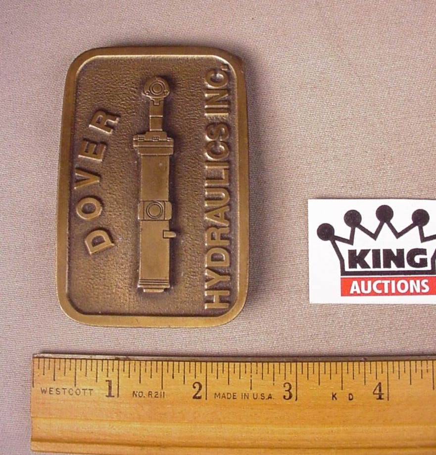 Vintage Men's Metal Belt Buckle Dover Hydraulics Inc. Brass Made in