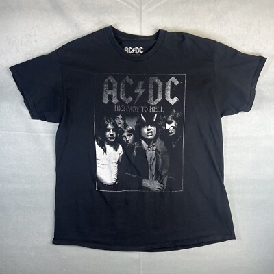ACDC Highway To Hell T Shirt Mens XL Black Graphic Album Tour Band Tee
