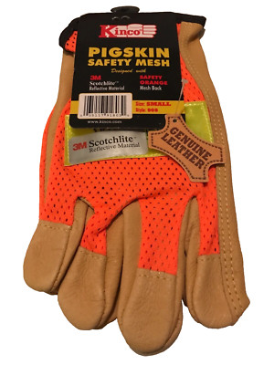 Unlined Grain Pigskin Leather High Visibility Glove Size Small, Kinco 909