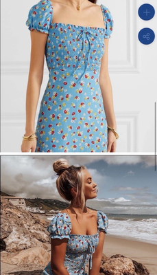 Faithfull The Brand Castillo Floral Print Midi Dress Milkmaid Blue Red 6  Cottage | eBay