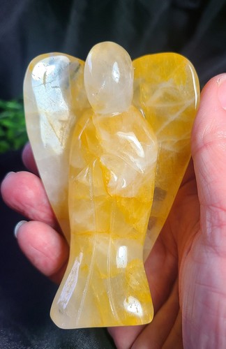 Gorgeous Large 3.8" 247g A+ Golden Healer Praying Angel Crystal Carving - Picture 15 of 24