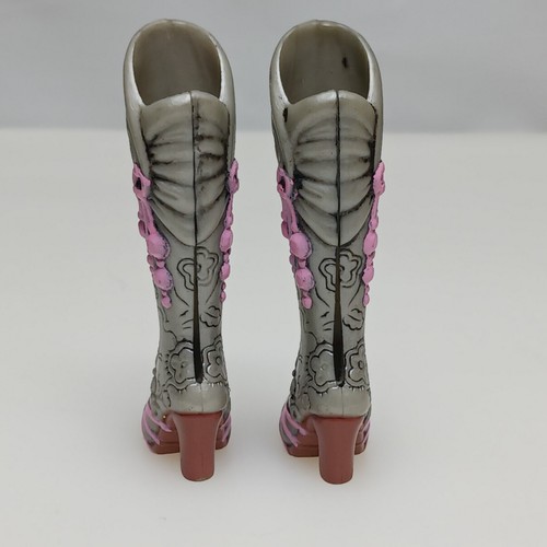 Barbie My Scene Shoes Kennedy Tall Silver & Pink High Heel Boots - Picture 4 of 7