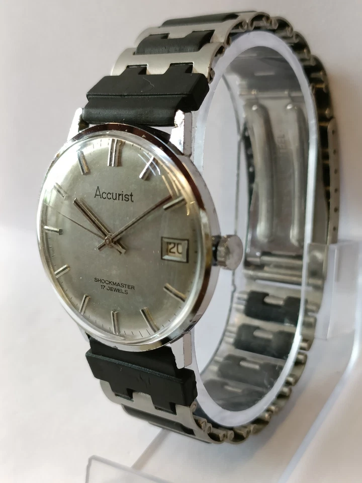 ACCURIST 17J CUERDA PÁTINA ESFERA GRIS SUIZA HOMBRE ESTADO DE FUNCIONAMIENTO Foto 4 de 4