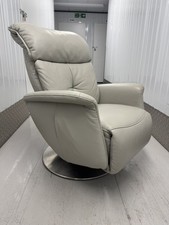 Himolla Sinatra Grey Leather Power Recliner Armchair with Integrated Footrest