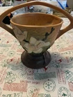 Roseville Magnolia Brown Handle Vase 384 - 8" No chips or nicks