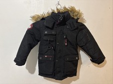 Canada Weather Gear Jacket Boys 5 6 Black Zip Snap Parka Hooded Faux Fur Collar