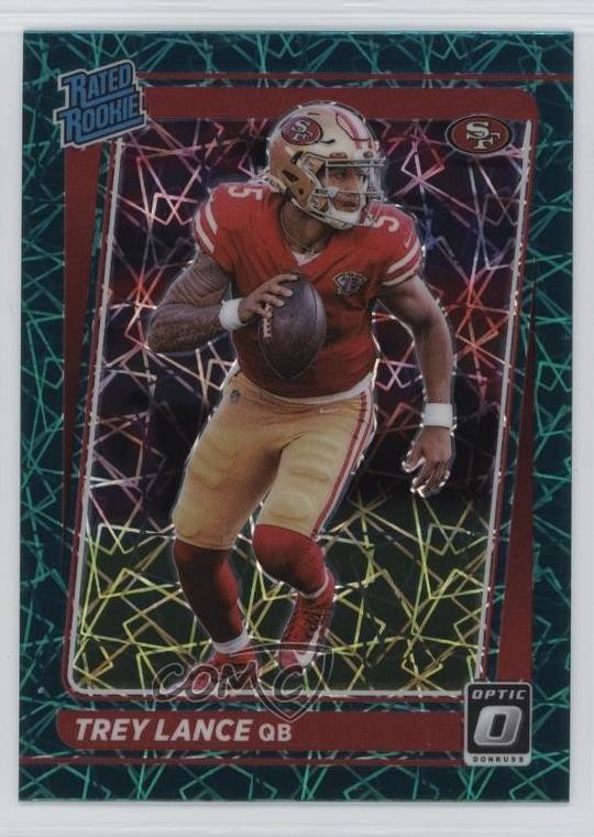 2021 Panini Donruss Optic Rated Rookie Green Velocity Prizm Trey Lance #203 3ca