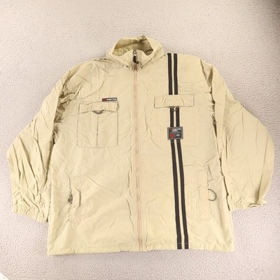 VTG ASG Jacket Mens L Beige Solid with graphic accents Nylon 90s oversized