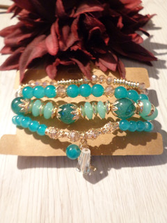 Flexibles Armband Set türkis gold