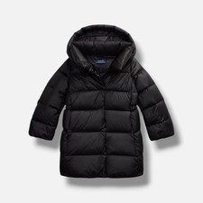 Polo Ralph Lauren Toddler Baby Black Hooded Down Long Puffer Jacket Coat Size 2