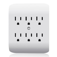 6 Outlet Extender Wall Plug Adapter Multi Socket 3 Prong Grounded ETL Listed