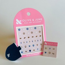 Olive & June Hanukkah Set - Nail Stickers (Lg&Sm Pack) & Mini Dreidel Nail File