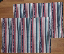 Set/2 Red White & Blue 32 x 42 each Panel Americana Rustic Rod Pocket