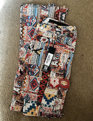 Rockstar Original mens Slim Flare Cargo Pants Tapestry Fringe Pockets