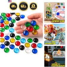 Glass Pebbles Colored Stones, 1LB Flat Marbles   Decorative Glass Gems for Va...