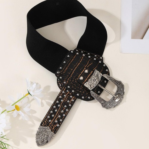 Womens Elastic Waist Belt Elegant Decorative Belt Vintage Design Cinch Belt - Picture 6 of 7