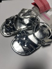 GYMBOREE Silver Gem Metallic Sandals with Rhinestone Embellishment Sz 5 Toddler