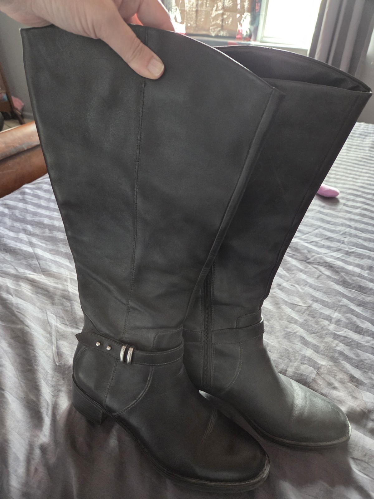Franco Sarto Women's Knee High Black Boots, Size 8.5 Wide-Calf