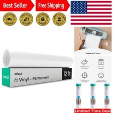 Permanent Vinyl, 12ft - White 3-Pack of 4ft Rolls, Compatible with Explore/Ma...