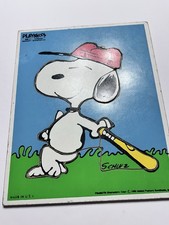 Playskool 1958 Vintage Peanuts Schroeder Snoopy Wooden Puzzle Complete Rare USA