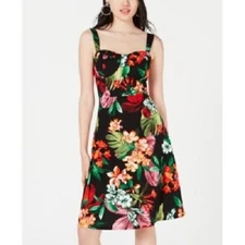One Clothing Juniors' Midi Dress, Tropical Floral Print, Black, Size S, $49, NWT