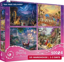 Thomas Kinkade Disney Princess - 4 Pack 500 Piece Jigsaw Puzzles