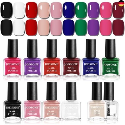 JODSONE 12 PCS Nagellack-Set mit 10 Farben Combo, 2 PCS Base und Top Coat,